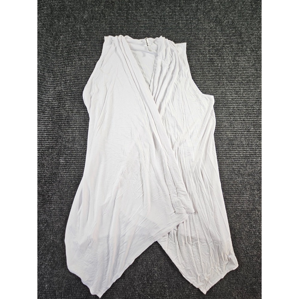 Azules Waterfall Drape Vest Womens L White Open Front Modern Feminine Outerwear